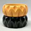 BB430 wide chunky scoop carved licorice black or corn bakelite bangle